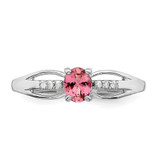 Sterling Silver Rhod-plated Diamond Pink Tourmaline Ring - QR-E63123FA-2712