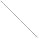 Sterling Silver Rhod-plated Diamond-cut Crosses 9in Plus 1in Ext. Anklet
