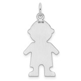 Sterling Silver Rhod-plated Eng. Boy Polished Front/Satin Back Disc Charm - QM-8DDECFD9-7784