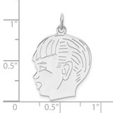 Sterling Silver Rhod-plated ENG. Boy Polished Front/Satin Back Disc Charm - QM-90DE2FB8-2751