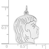 Sterling Silver Rhod-plated ENG. Girl Polished Front/Satin Back Disc Charm - QM-8B84CAE1-2596