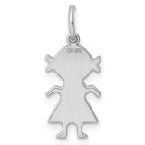 Sterling Silver Rhod-plated Eng. Girl Polished Front/Satin Back Disc Charm - QM-C563DA92-7895