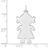 Sterling Silver Rhod-plated Eng. Girl Polished Front/Satin Back Disc Charm - QM-F789D9BB-2757