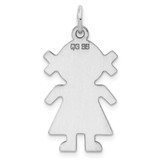 Sterling Silver Rhod-plated Eng. Girl Polished Front/Satin Back Disc Charm - QM-F789D9BB-2757