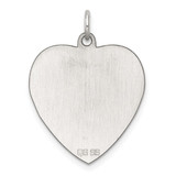 Sterling Silver Rhod-plated Eng. Heart Polish Front/Satin Back Disc Charm - QM-55C64D97-7572