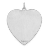 Sterling Silver Rhod-plated Eng. Heart Polish Front/Satin Back Disc Charm - QM-A1E1F1E7-8780