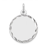 Sterling Silver Rhod-plated Eng. Rnd Polish Front/Satin Back Disc Charm - QM-74D5AC0C-3226