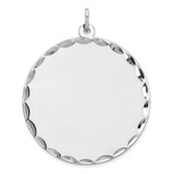 Sterling Silver Rhod-plated ENG. Round Polish Front/Satin Back Disc Charm - QM-82DC0744-7436