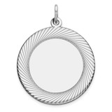 Sterling Silver Rhod-plated Eng. Round Polish Front/Satin Back Disc Charm - QM-A67FA9E9-3366