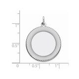 Sterling Silver Rhod-plated Eng. Round Polish Front/Satin Back Disc Charm - QM-A67FA9E9-3366
