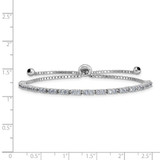 Sterling Silver Rhod-plated June Lavender CZ Adjustable Bracelet