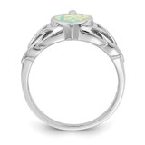Sterling Silver Rhod-plated Lab Created Opal Celtic Knot Crown Ring - QR-8F04FD73-5429