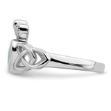 Sterling Silver Rhod-plated Lab Created Opal Celtic Knot Crown Ring - QR-F7E4C9B7-9603