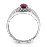 Sterling Silver Rhod-plated Men's African Ruby and White Topaz Ring - QR-3A524361-8839