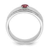 Sterling Silver Rhod-plated Men's African Ruby and White Topaz Ring - QR-55855DB3-7492