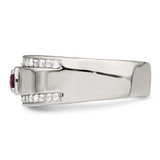 Sterling Silver Rhod-plated Men's African Ruby and White Topaz Ring - QR-55855DB3-7492
