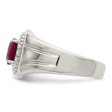 Sterling Silver Rhod-plated Men's African Ruby and White Topaz Ring - QR-B5D0AE68-7363