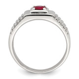 Sterling Silver Rhod-plated Men's African Ruby and White Topaz Ring - QR-DBACCF59-2934