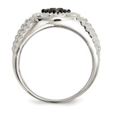 Sterling Silver Rhod-plated Mens Black Diamond Polished/Satin Ring - QR-4CB9ECAF-7807