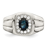 Sterling Silver Rhod-plated Men's Blue Sapphire and White Topaz Ring - QR-101BA59D-4865