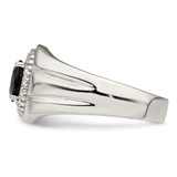 Sterling Silver Rhod-plated Men's Blue Sapphire and White Topaz Ring - QR-C7051562-2759