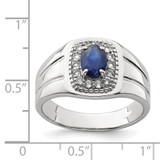 Sterling Silver Rhod-plated Men's Blue Sapphire and White Topaz Ring - QR-C7051562-2759