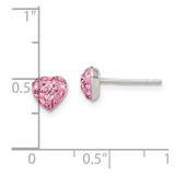 Sterling Silver Rhod-plated Pink Preciosa Crystal Heart Post Stud Earrings