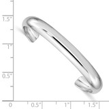 Sterling Silver Rhod-plated Polished & Domed 6mm Children's Cuff Bangle - QB-E9B27892-5378