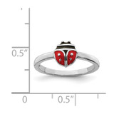 Sterling Silver Rhod-plated Polished & Enameled Ladybug Children's Ring - QR-1B8DDE20-1467