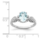 Sterling Silver Rhod-plated Polished Blue Topaz and White CZ Ring - QR-4D041DCE-6131