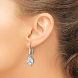 Sterling Silver Rhod-plated Polished Fancy CZ Cluster Dangle Earrings
