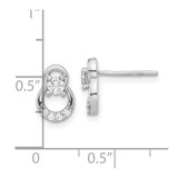 Sterling Silver Rhod-plated Polished Fancy CZ Double Circle Post Earrings