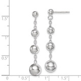 Sterling Silver Rhod-plated Polished Graduated Beaded Post Dangle Earrings