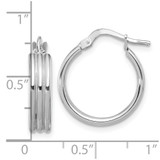 Sterling Silver Rhod-plated Polished Grooved Round Hoop Earrings