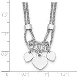 Sterling Silver Rhod-plated Polished Heart Dangle 14in 2in ext Choker