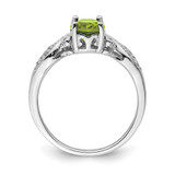 Sterling Silver Rhod-plated Polished Peridot and White CZ Ring - QR-67BB333C-5775