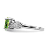 Sterling Silver Rhod-plated Polished Peridot and White CZ Ring - QR-67BB333C-5775