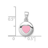 Sterling Silver Rhod-plated Polished Pink Enamel Heart Children's Pendant