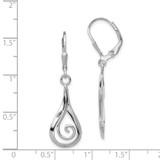 Sterling Silver Rhod-plated Polished Swirl Teardrop Dangle Leverback Earrin