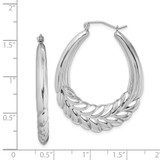 Sterling Silver Rhod-plated Polished Wheat Shrimp Oval Hoop Earrings
