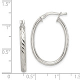 Sterling Silver Rhod-plated Textured 3mm Hollow Oval Hoop Earrings - QE-70A3E1D9-9830