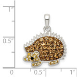 Sterling Silver Rhod-pltd Brown Preciosa Crystal Hedgehog Pendant