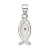 Sterling Silver Rhod-pltd Enameled Mustard Seed Ichthus Fish Pendant