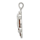 Sterling Silver Rhod-pltd Imitation Pearl/Preciosa Crystal Owl Pendant