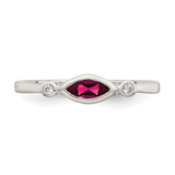 Sterling Silver Rhod-pltd Polished Created Ruby and White Topaz Ring - QR-82E7BC21-1083