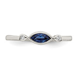 Sterling Silver Rhod-pltd Polished Created Sapphire/White Topaz Ring - QR-83D9CFEB-5923