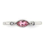 Sterling Silver Rhod-pltd Polished Pink Tourmaline/ White Topaz Ring - QR-041536AF-6322