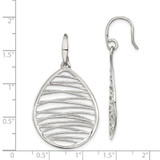 Sterling Silver Rhod-pltd Polished/Textured Teardrop Dangle Earrings