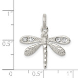Sterling Silver Rhod-pltd Preciosa Austrian Crystal Dragonfly Charm