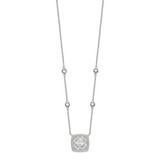 Sterling Silver Rhod-pltd Square CZ Pendant w/2in ext 4-Station Necklace